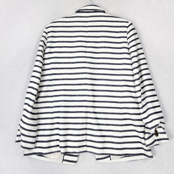 Ann Taylor LOFT Jacket Womens 14 White Navy Blue Striped Nautical Blazer Career - Picture 9 of 11